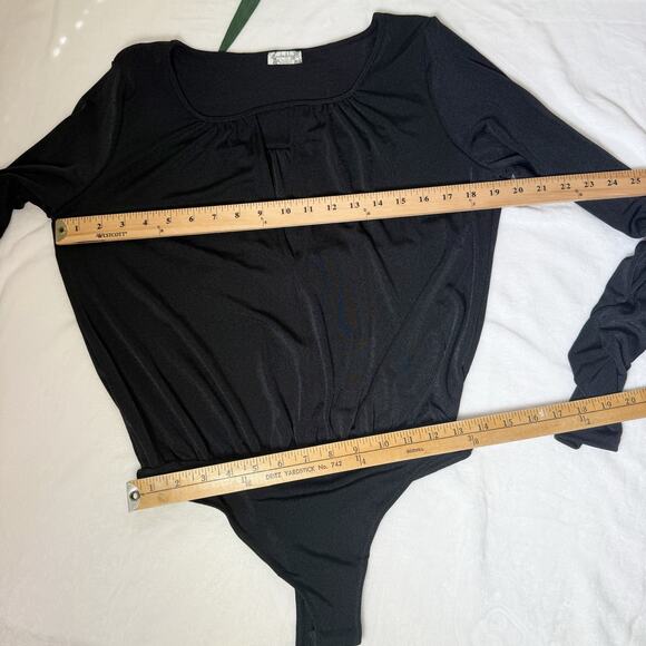 Intimately Free People Black Deep V Sexy Long Sleeve Bodysuit Kaya Minimalist M - Picture 13 of 13